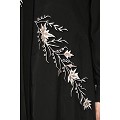 Front Open cuff sleeves  Embroidery Abaya - Black Front Open cuff sleeves  Embroidery Abaya - Black